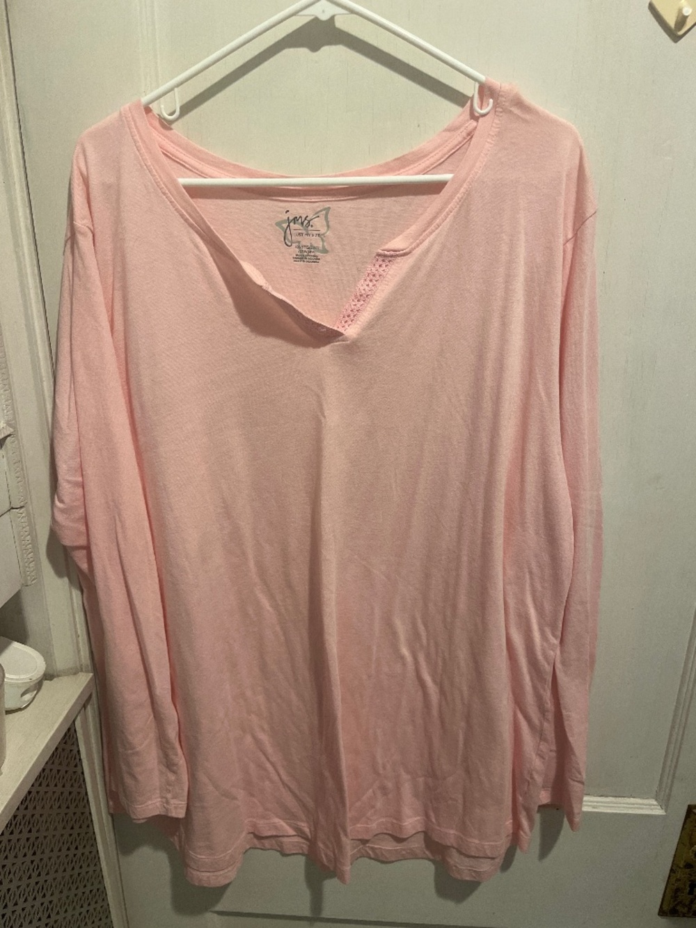 Just my size light pink long-sleeve V-neck shirt